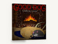 Fireside Dog and Cat, sleeping dog and cat fireplace illustration, animal canvas wall art print ready to hang