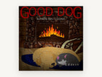 Fireside Dog and Cat, sleeping dog and cat fireplace illustration, animal canvas wall art print, front view