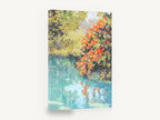 Autumn Stream Reflections, autumn stream reflection impressionist landscape, floral canvas wall art print ready to hang