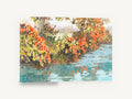 Autumn Creek Reflections, autumn foliage stream impressionist landscape, floral canvas wall art print ready to hang
