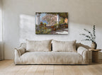 Positano Terrace Vista coastal canvas print on the wall of a living room