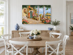 Terrace Above the Sea coastal canvas print on the wall of a Hamptons dining room