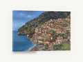 Positano Hillside Village, positano hillside village coastal painting, coastal canvas wall art print ready to hang