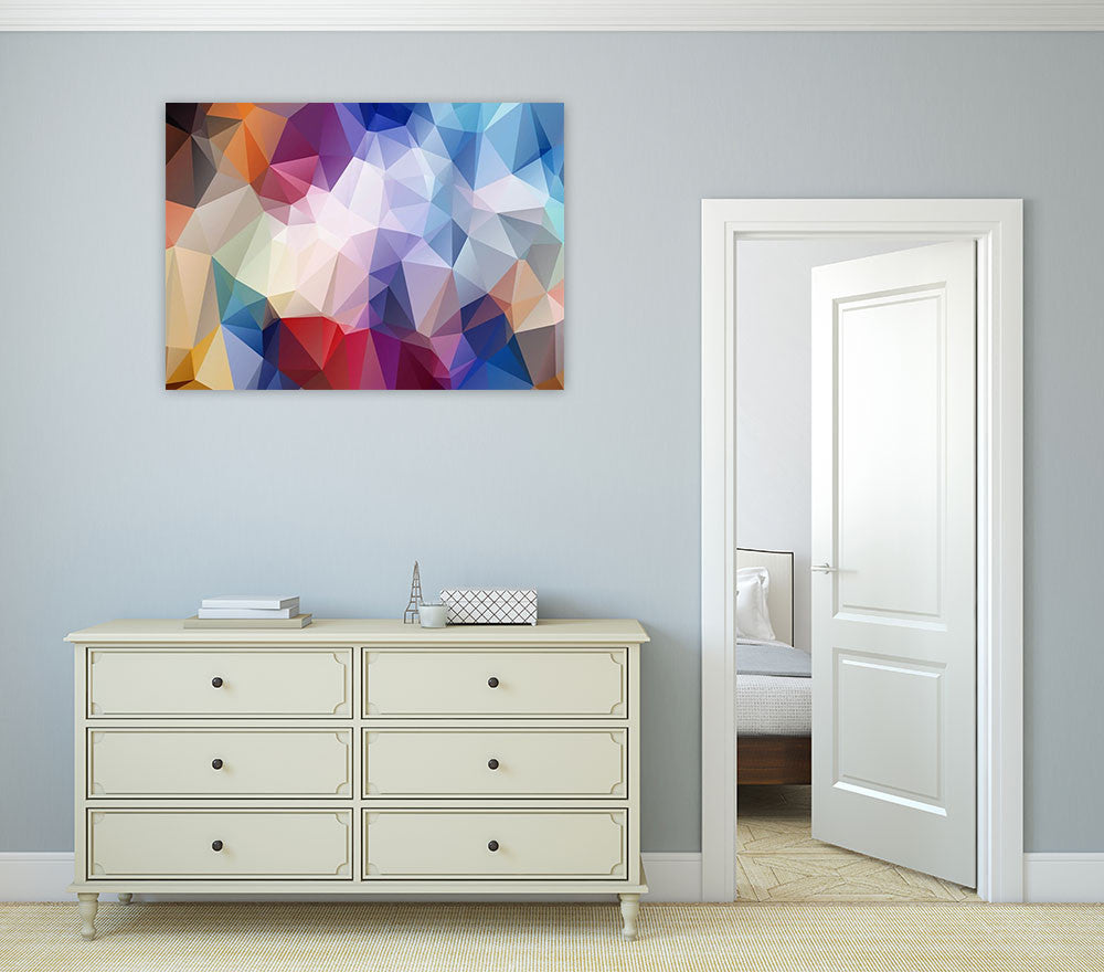  Geometrical Rainbow Wall Art Print on the wall