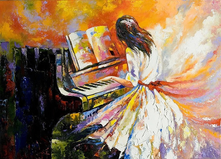 Girl Playing on the Piano Wall Print