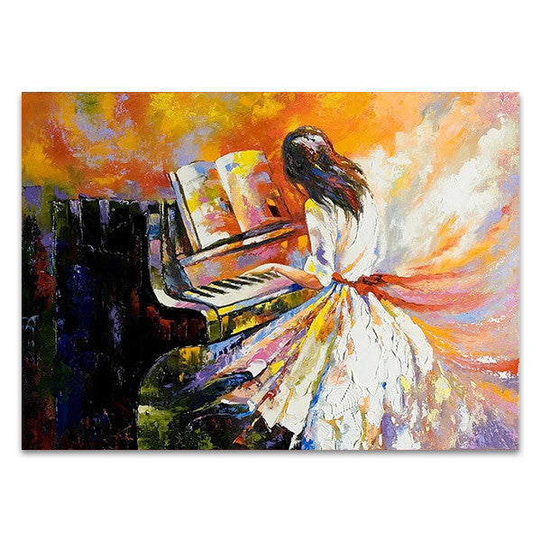 Girl Playing on the Piano Wall Print