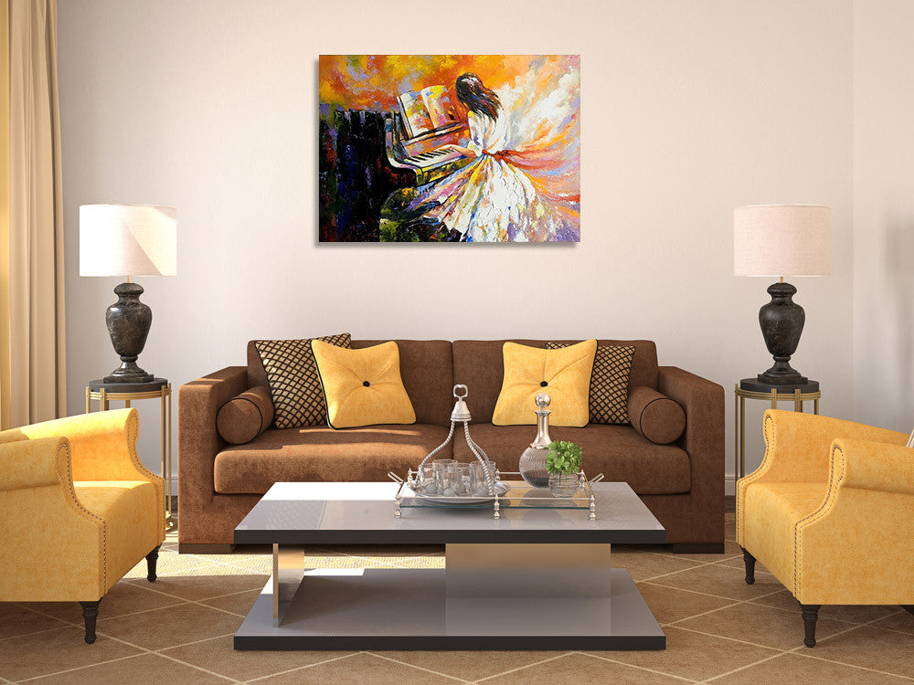 Girl Playing on the Piano Wall Print on the wall