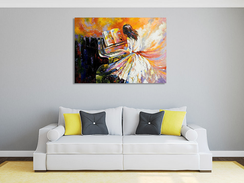 Girl Playing on the Piano Wall Print on the wall