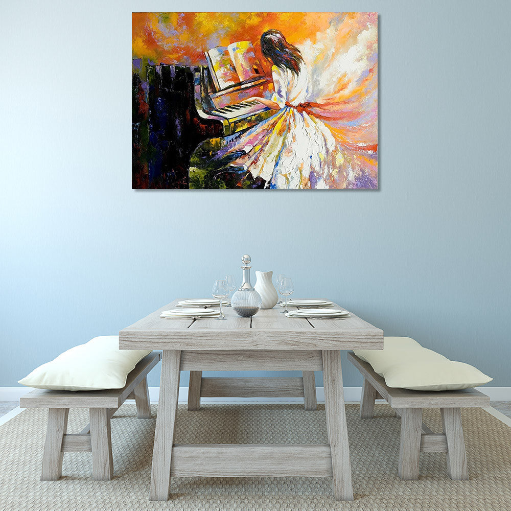 Girl Playing on the Piano Wall Print on the wall