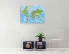 Global World Map Wall Art Print on the wall