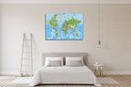 Global World Map Wall Art Print on the wall