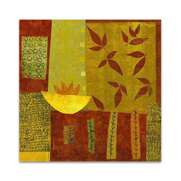 Gold Bowl with Nandina Leaves Wall Art Print 