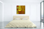 Gold Bowl with Nandina Leaves Wall Art Print on the wall