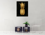 Gold Pineapple on Black I Wall Art Print on the wall
