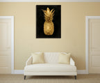 Gold Pineapple on Black I Wall Art Print on the wall