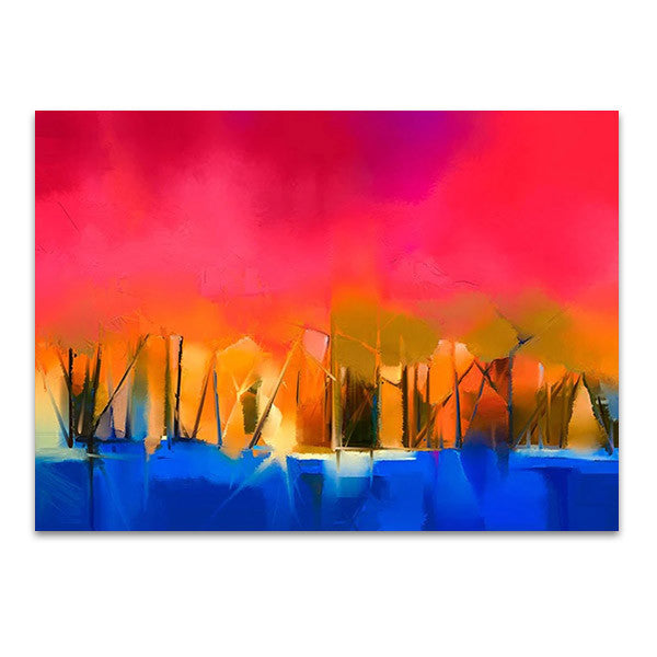  Gold Tree and Red Sky Wall Art Print