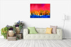  Gold Tree and Red Sky Wall Art Print on the wall