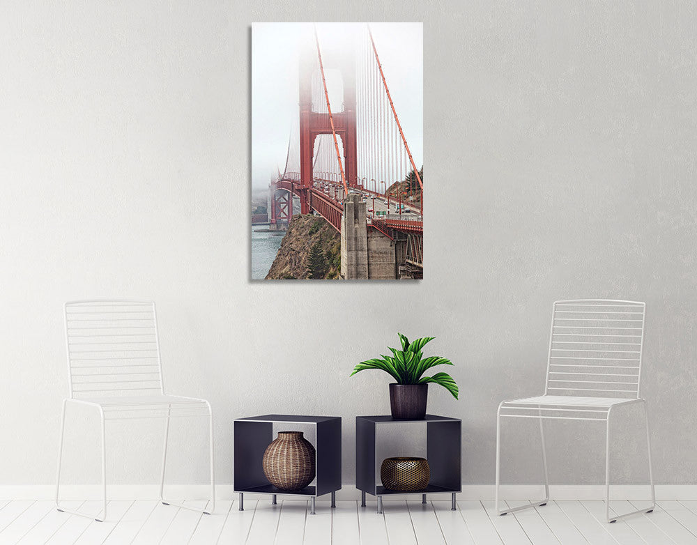Golden Gate Bridge in Fog Wall Art Print on the wall
