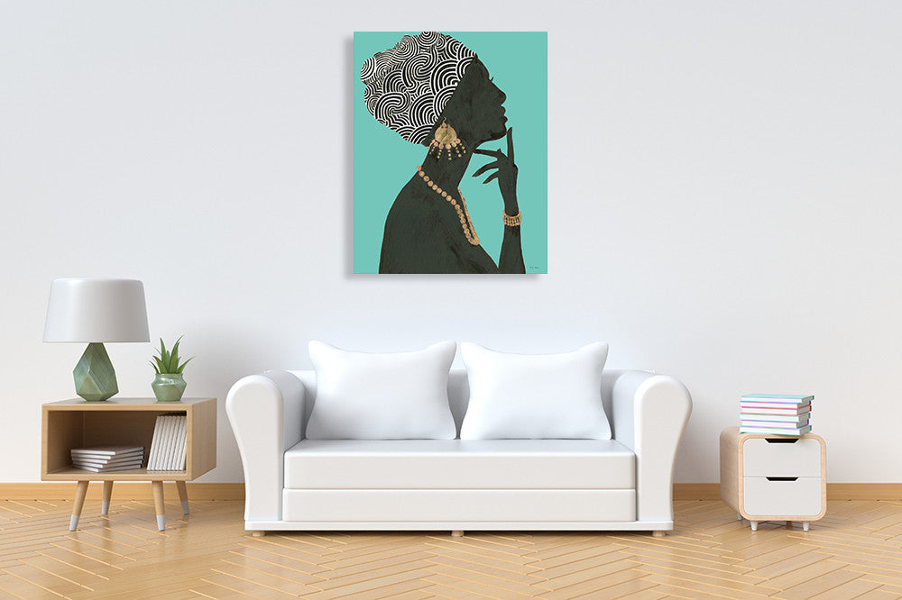 Graceful Majesty I Turquoise Wall Art Print on the wall