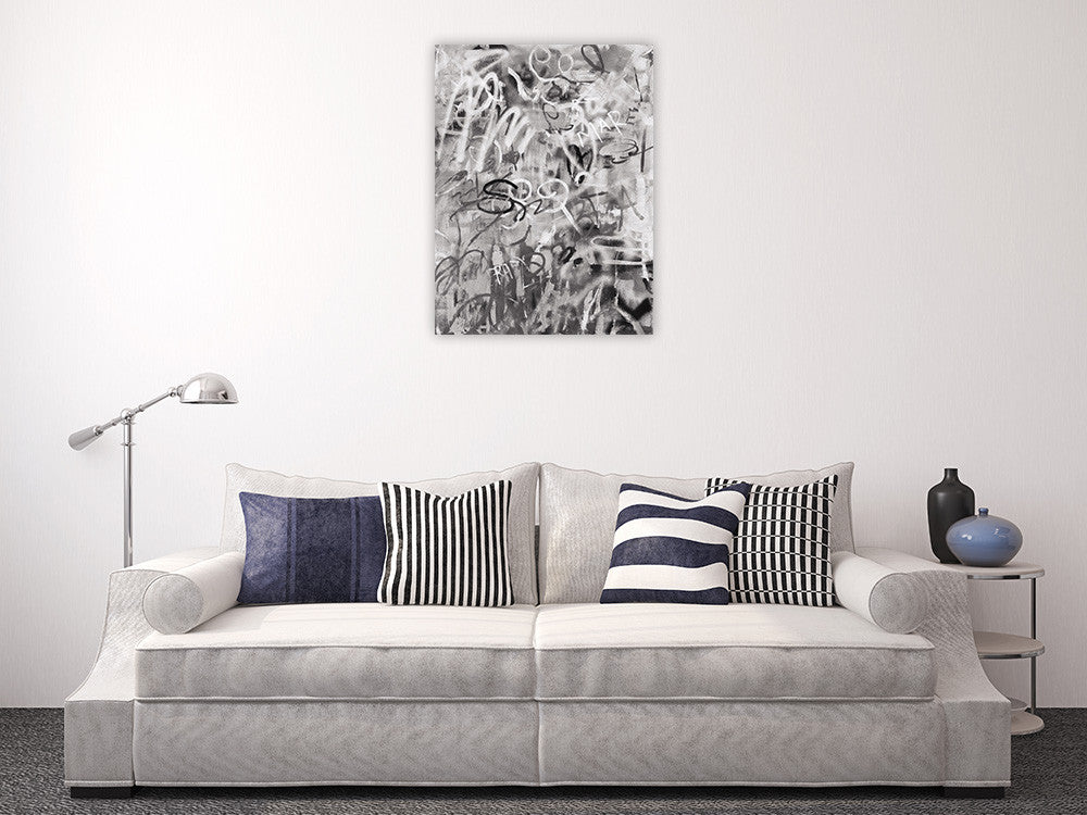 Graffiti Love Monochromatic Wall Art Print on the wall