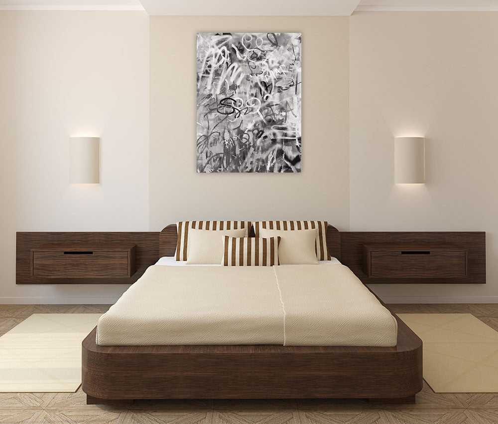Graffiti Love Monochromatic Wall Art Print on the wall