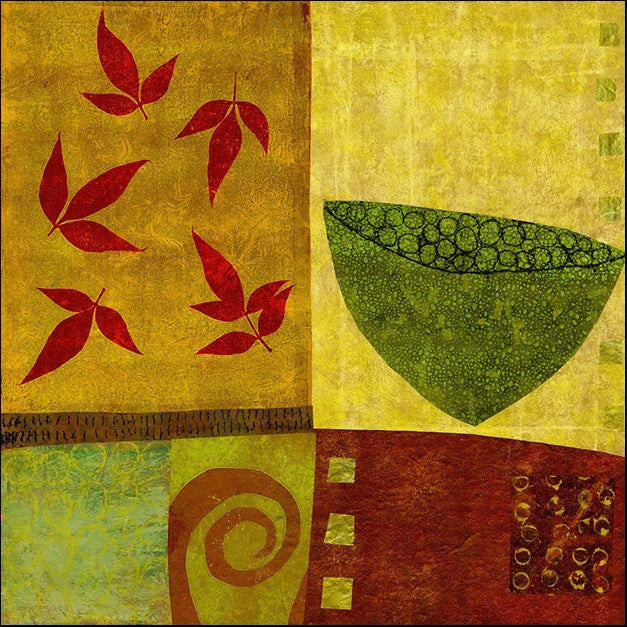 Green Bowl with Nandina Leaves Wall Art Print