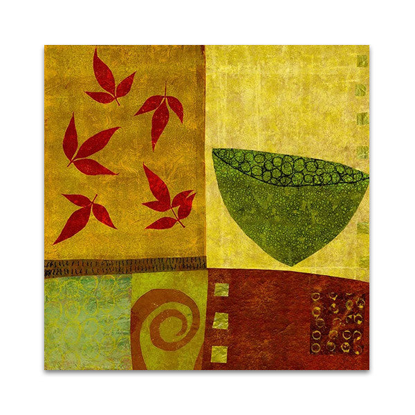 Green Bowl with Nandina Leaves Wall Art Print