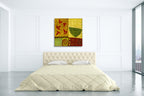 Green Bowl with Nandina Leaves Wall Art Print on the wall