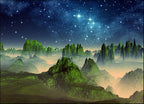 Green Fantasy Mountain Wall Art Print