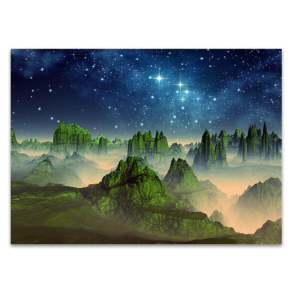 Green Fantasy Mountain Wall Art Print
