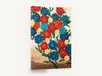 Carnation Bouquet in Red and Blue, red blue carnation bouquet painting, floral canvas wall art print ready to hang