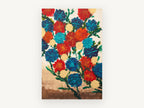 Carnation Bouquet in Red and Blue, floral canvas wall art print, front view