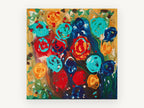 Poured Paint Blooms, floral canvas wall art print, front view