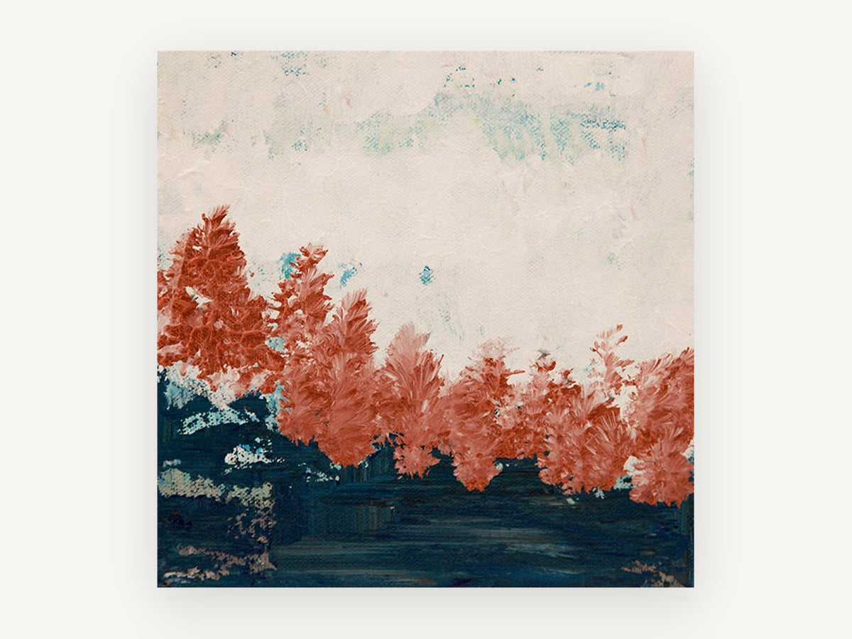 Rust Trees at Dusk, floral canvas wall art print, front view