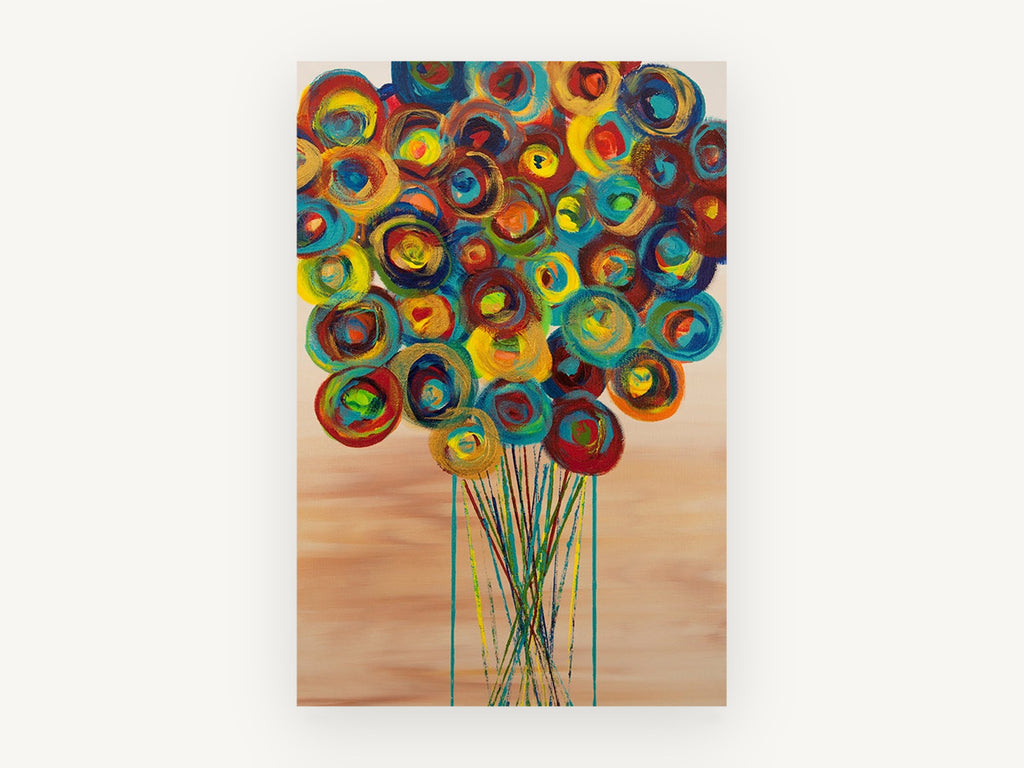 Spinning Colour Bouquet, floral canvas wall art print, front view