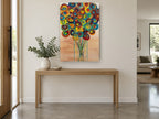 Spinning Colour Bouquet floral canvas print on the wall of a entry hall