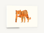 Paper Cut Tiger, orange paper collage tiger illustration, animal canvas wall art print ready to hang
