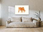 Paper Cut Tiger animal canvas print on the wall of a living room