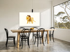 Paper Cut Lion animal canvas print on the wall of a dining room