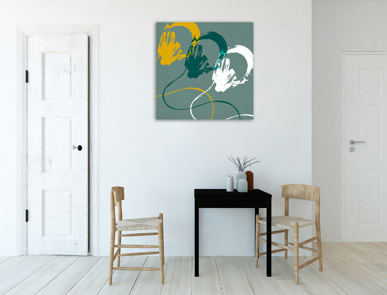 Headphones A Wall Art Print on the wall