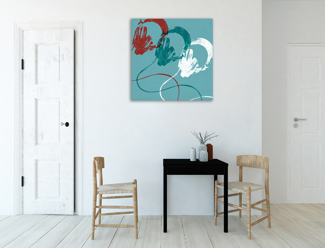 Headphones B Wall Art Print on the wall