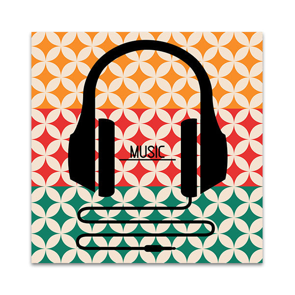 Headphones Music Retro Wall Art Print