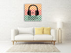 Headphones Music Retro Wall Art Print on the wall