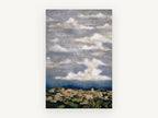 Clouds Over the Hill Town, hill town cloudy sky landscape, landscape canvas wall art print, front view