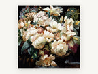 Cream Bouquet at Dusk, floral canvas wall art print, front view