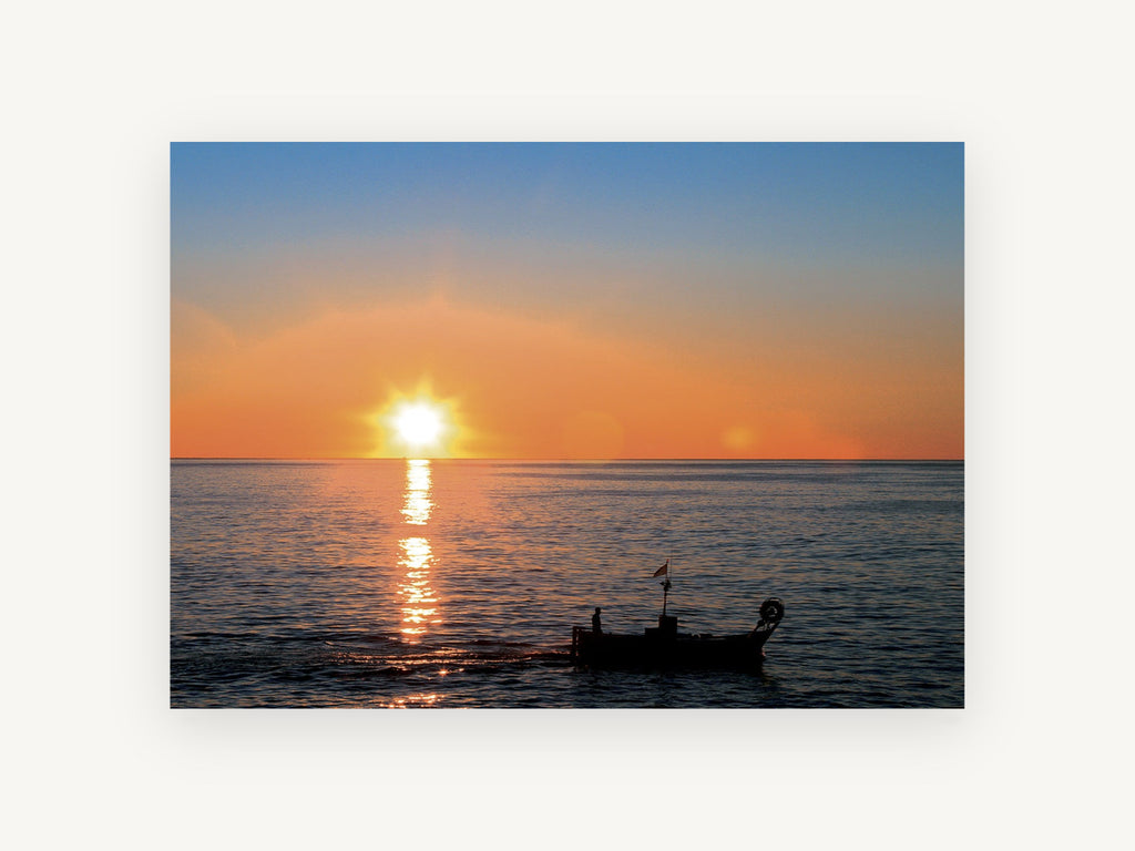 Fishing Boat at Dusk, coastal canvas wall art print, front view