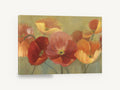 Poppy Row Glow, red orange poppies floral painting, floral canvas wall art print ready to hang