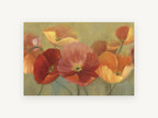 Poppy Row Glow, floral canvas wall art print, front view