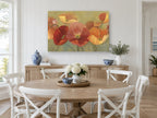 Poppy Row Glow floral canvas print on the wall of a Hamptons dining room