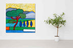 Roman Pine in Spring on the wall